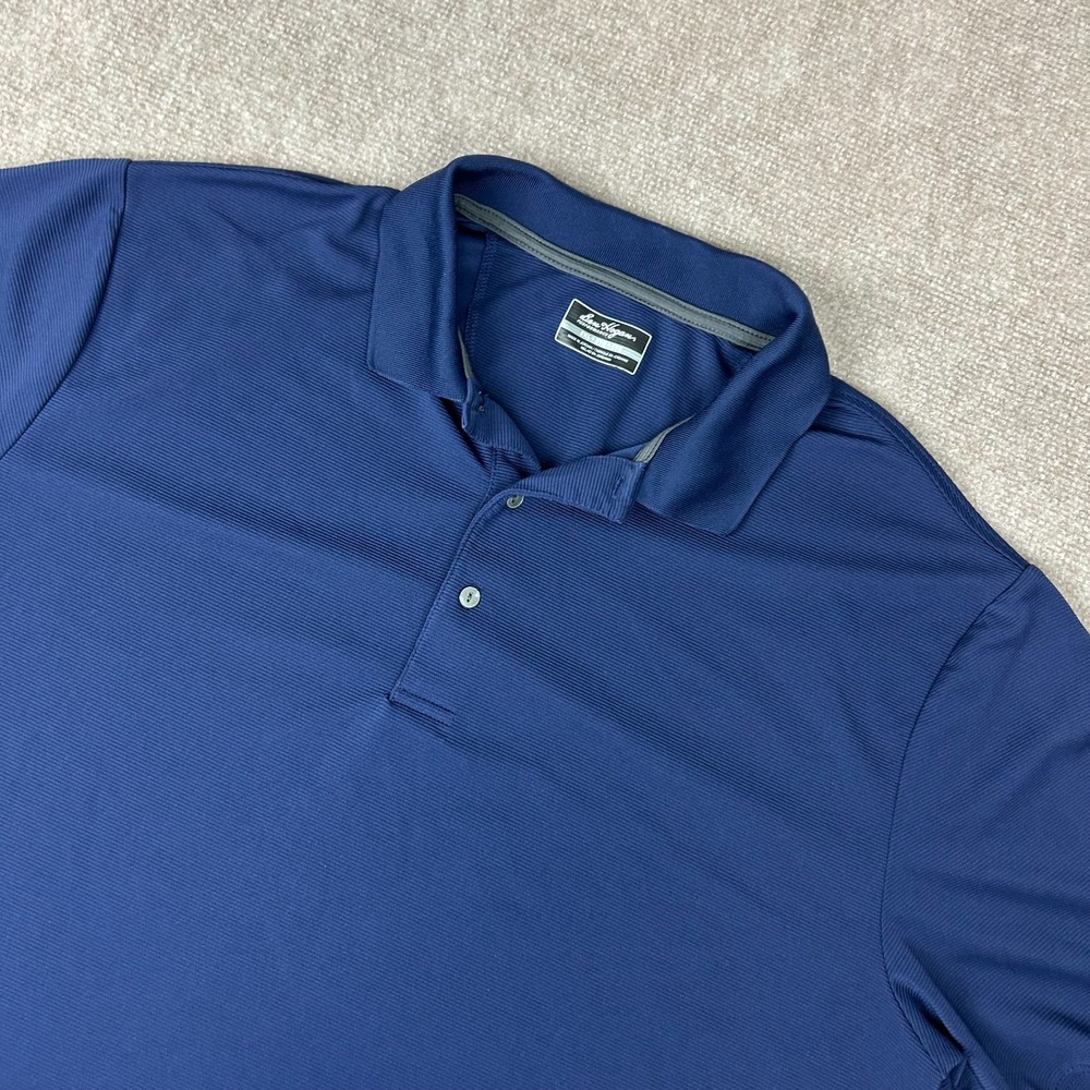 Ben Hogan Performance Polo Shirt Mens 2XL Navy Moisture Wicking Side Slit Tennis